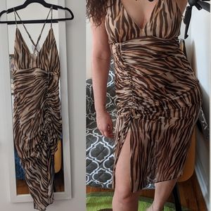 NWT Socialite clothing animal print slit dress